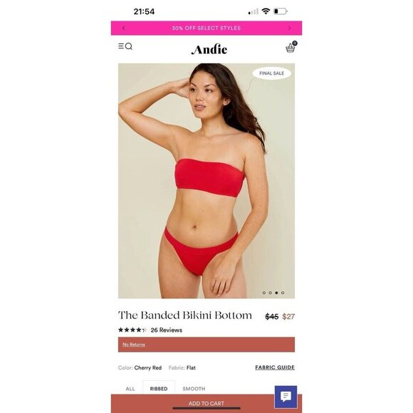 Andie Swim The Banded Cheeky Bikini Bottom Medium Black New With Tags C1 - Picture 5 of 9